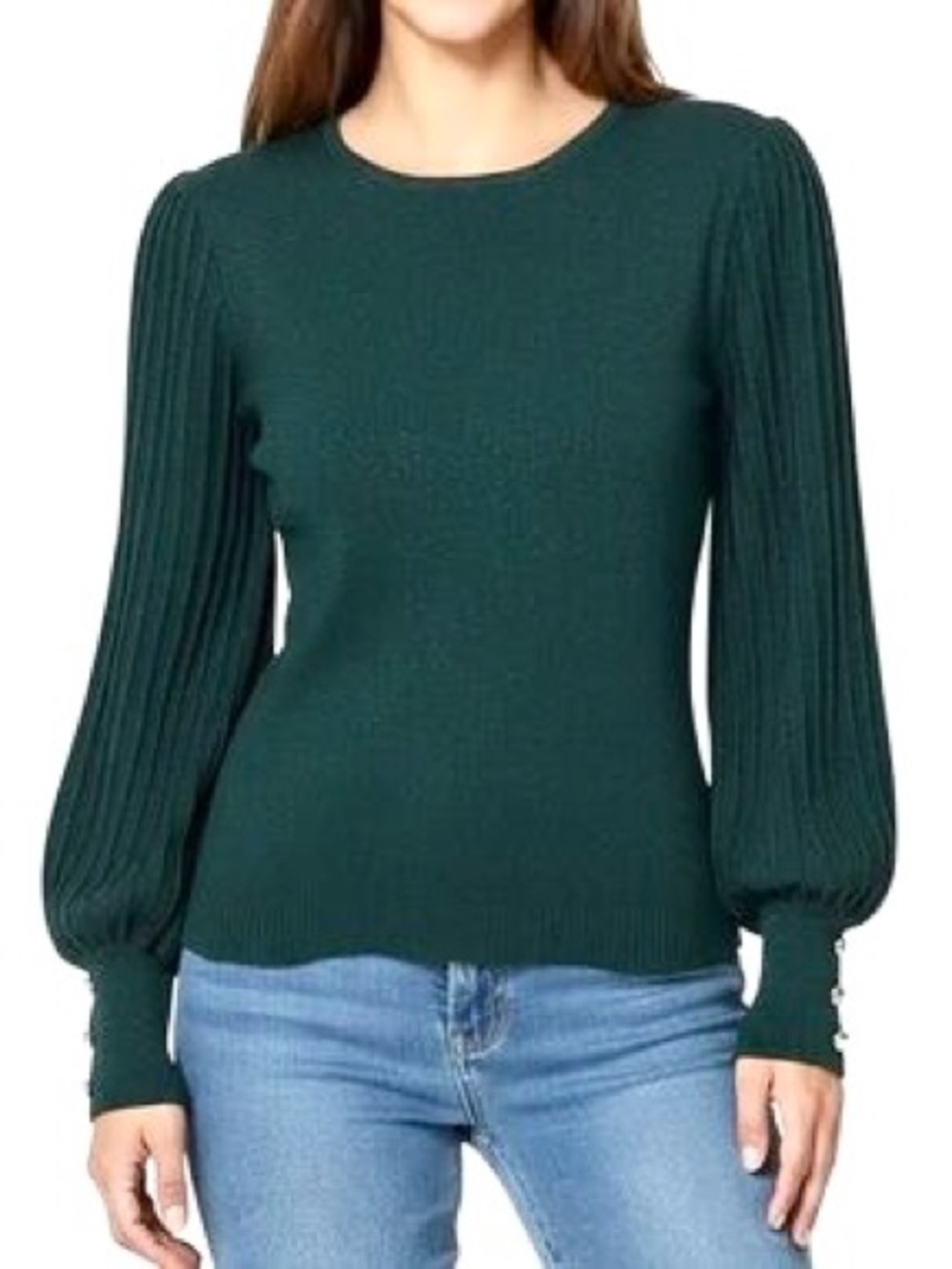 Nanette Lepore Metallic Shimmer Knit Sweater in Evergreen size XL